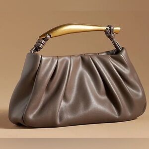 NEW ANTHROPOLOGIE Asymmetrical Satchel Bag with Strap Beige
